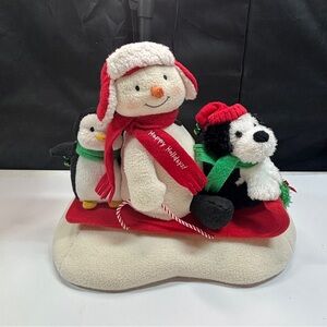 Hallmark Jingle Pals 2007 Sleigh Ride AS IS Snowman Penguin Dog On Sled Musical